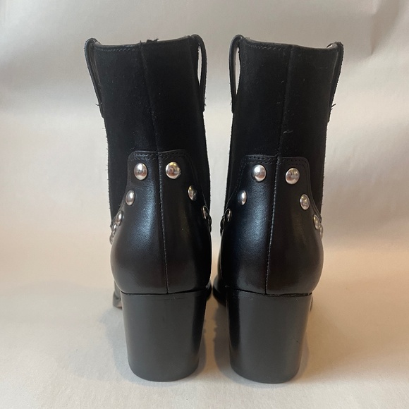 Coach Black Pauline Studded Black Leather Suede Glam Rock Cowboy Booties Boots - Picture 10 of 15